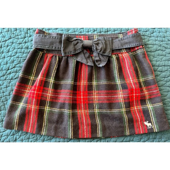 Abercrombie & Fitch Dresses & Skirts - Abercrombie & Fitch Y2K Tartan Plaid Micro Mini Skirt Wool Blend Belted Bow 4 27